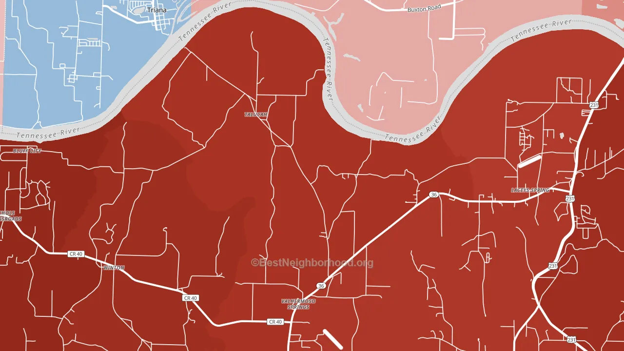 Valhermoso Springs, AL block-group political-lean map