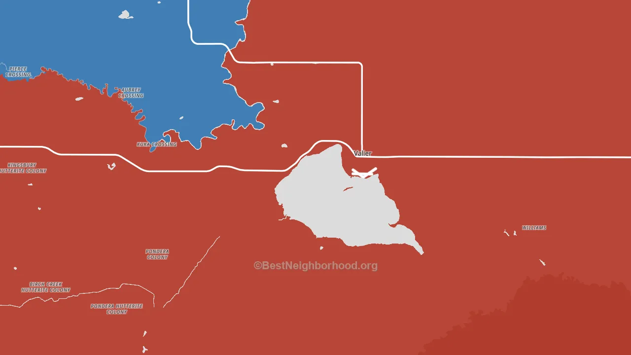 Valier, MT block-group political-lean map