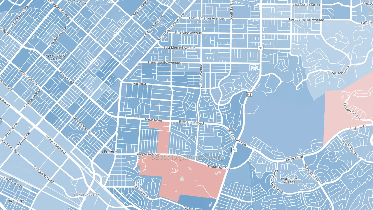 Valinda, CA block-group political-lean map