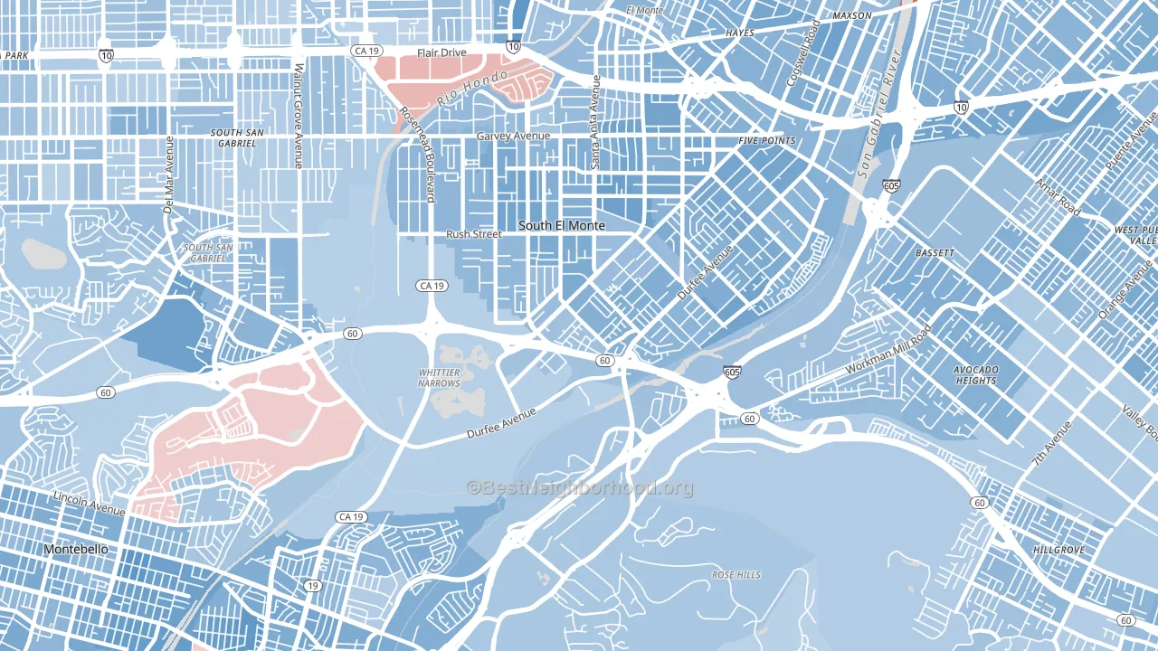 Valle Lindo, South El Monte, CA block-group political-lean map