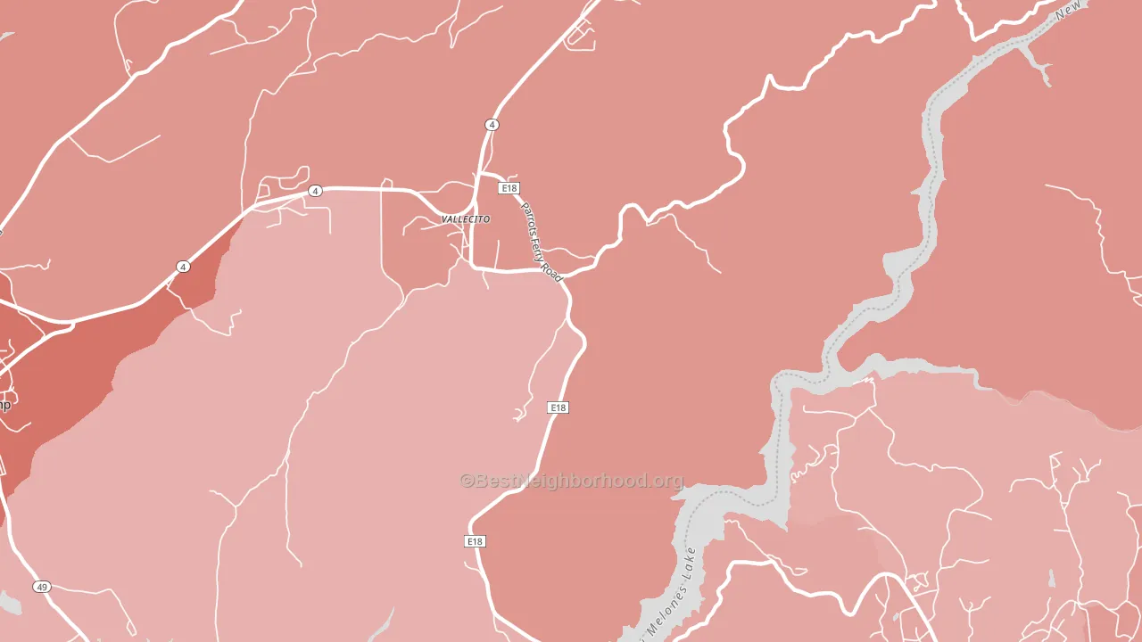 Vallecito, CA block-group political-lean map
