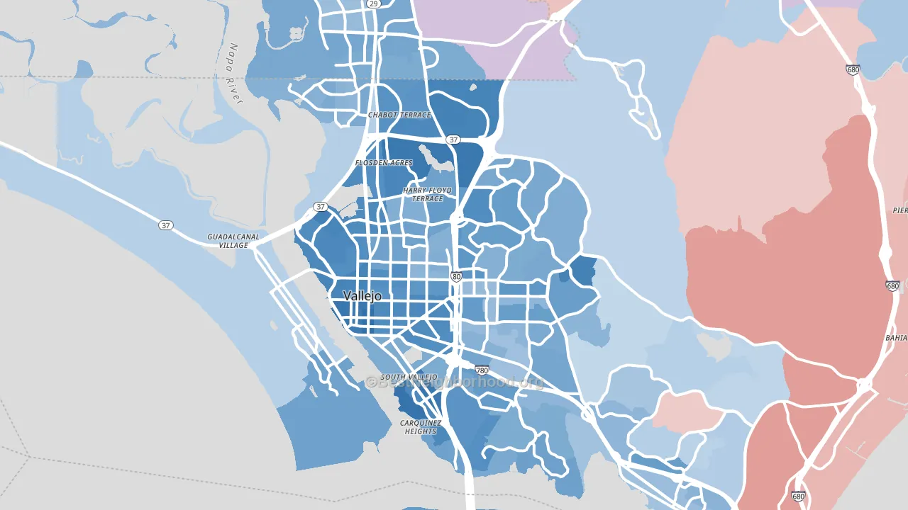 Vallejo, CA block-group political-lean map