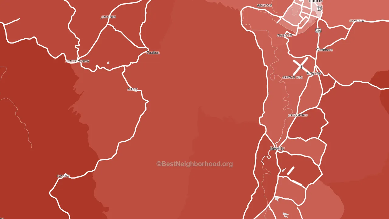 Valley Bend, WV block-group political-lean map