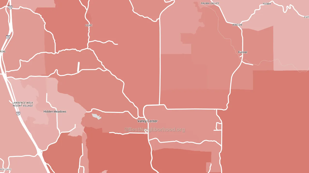 Valley Center, CA block-group political-lean map