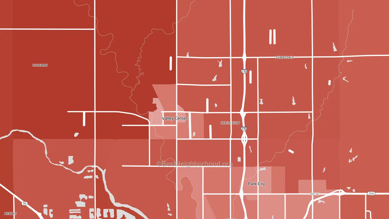Valley Center, KS block-group political-lean map