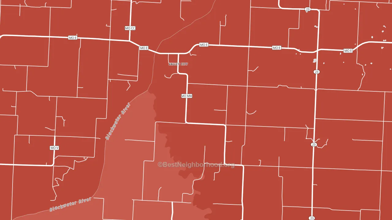 Valley City, MO block-group political-lean map