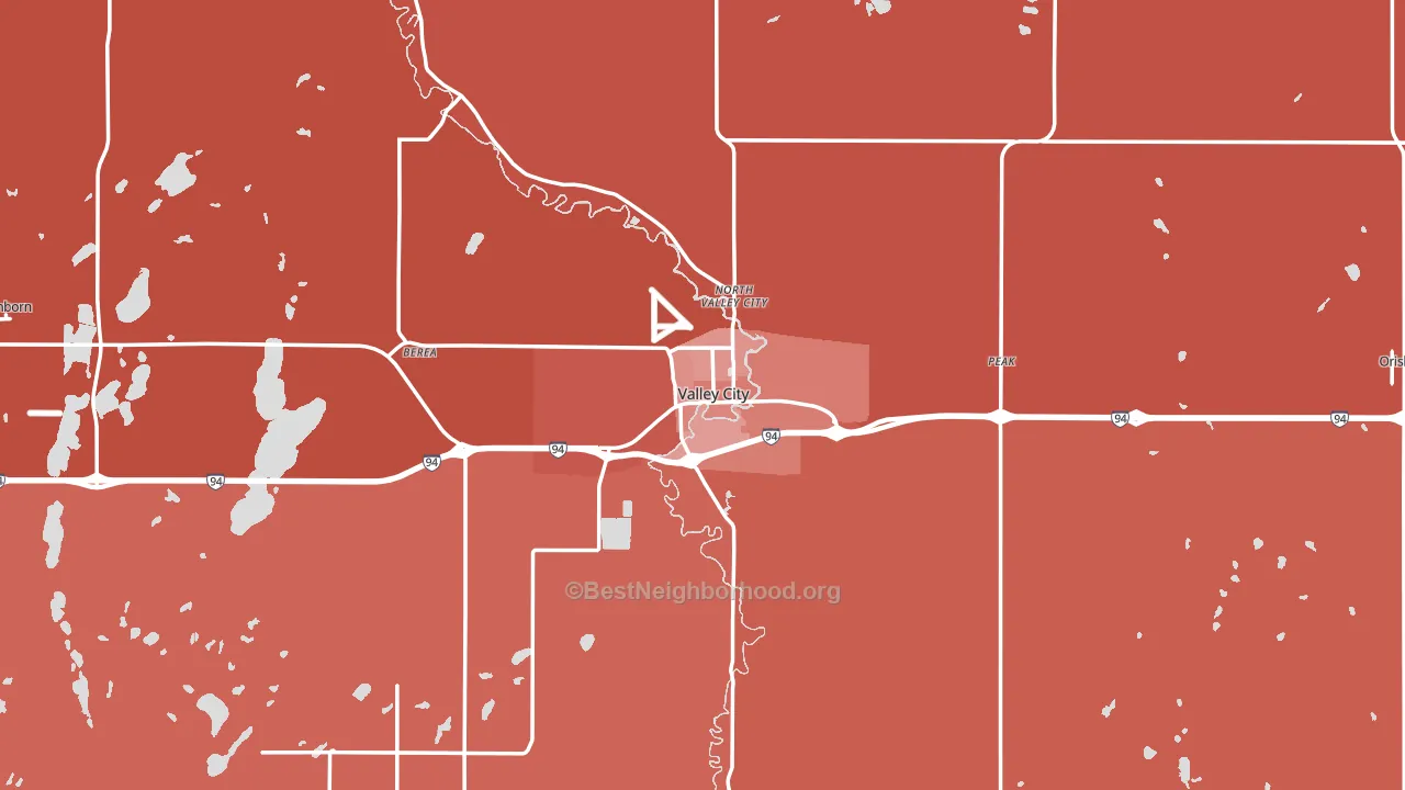 Valley City, ND block-group political-lean map