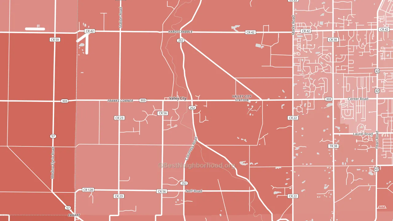 Valley City, OH block-group political-lean map