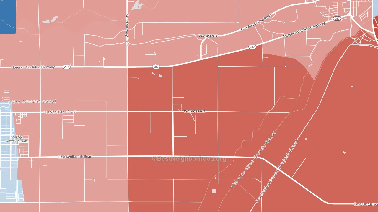 Valley Farms, AZ block-group political-lean map