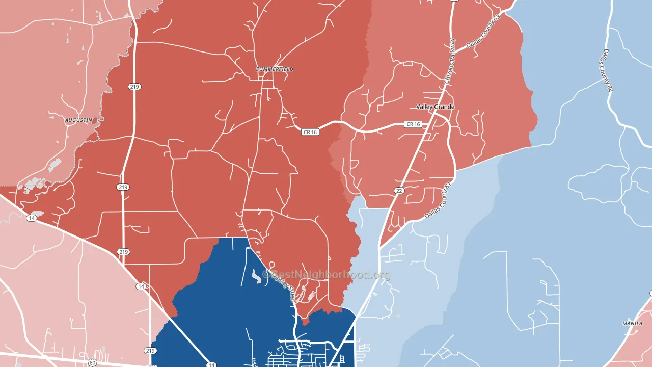 Valley Grande, AL block-group political-lean map