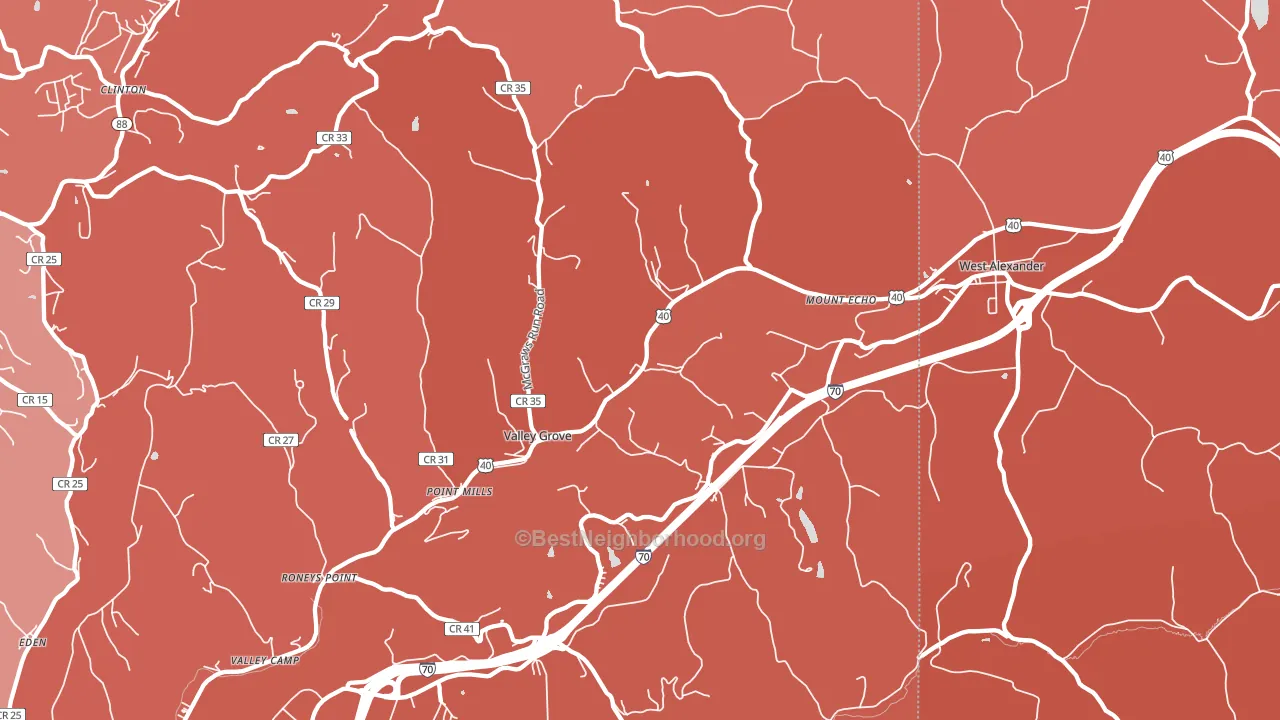 Valley Grove, WV block-group political-lean map