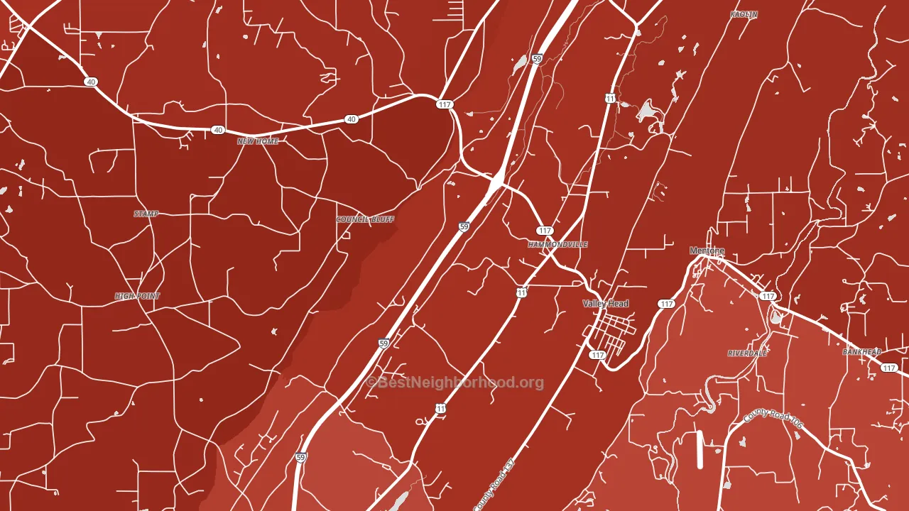 Valley Head, AL block-group political-lean map