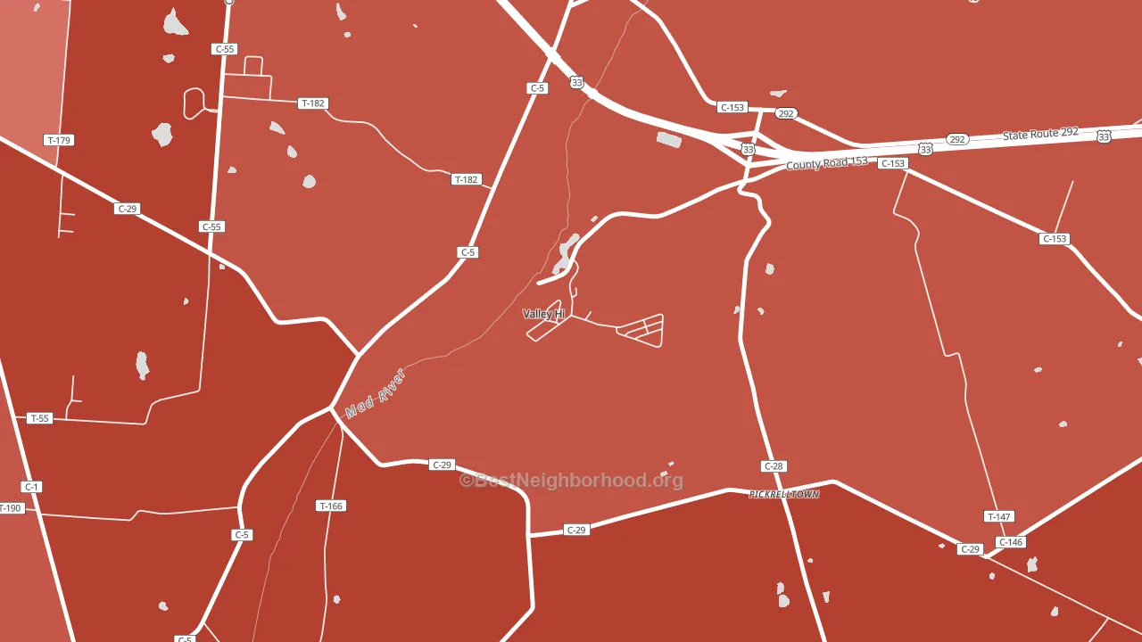 Valley-Hi, OH block-group political-lean map