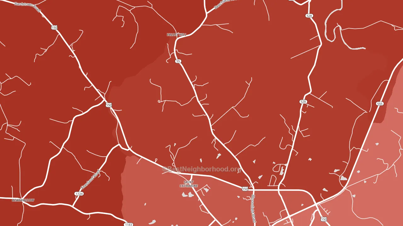 Valley Hill, KY block-group political-lean map