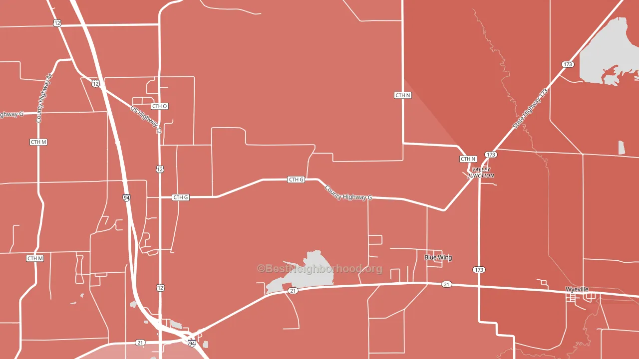 Valley Junction, WI block-group political-lean map