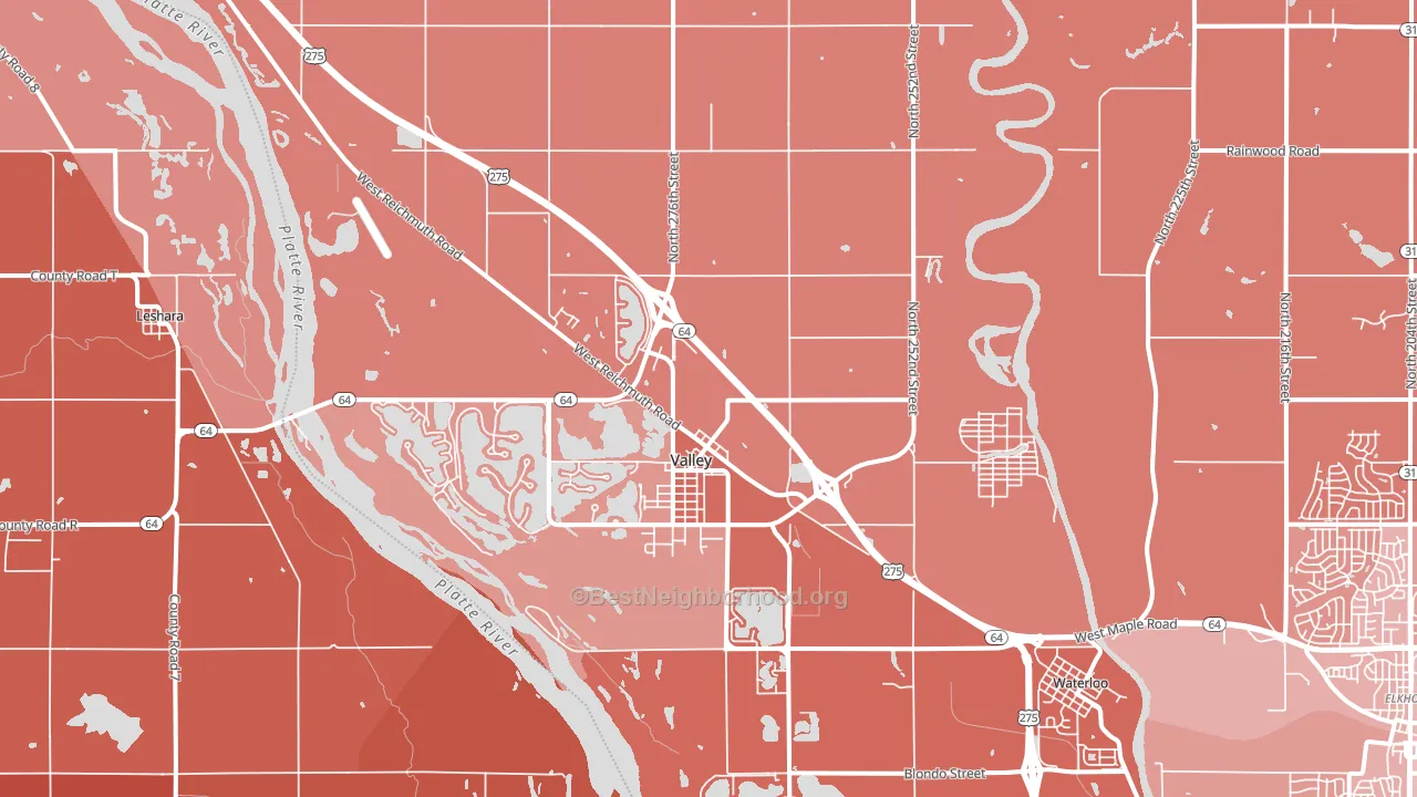 Valley, NE block-group political-lean map