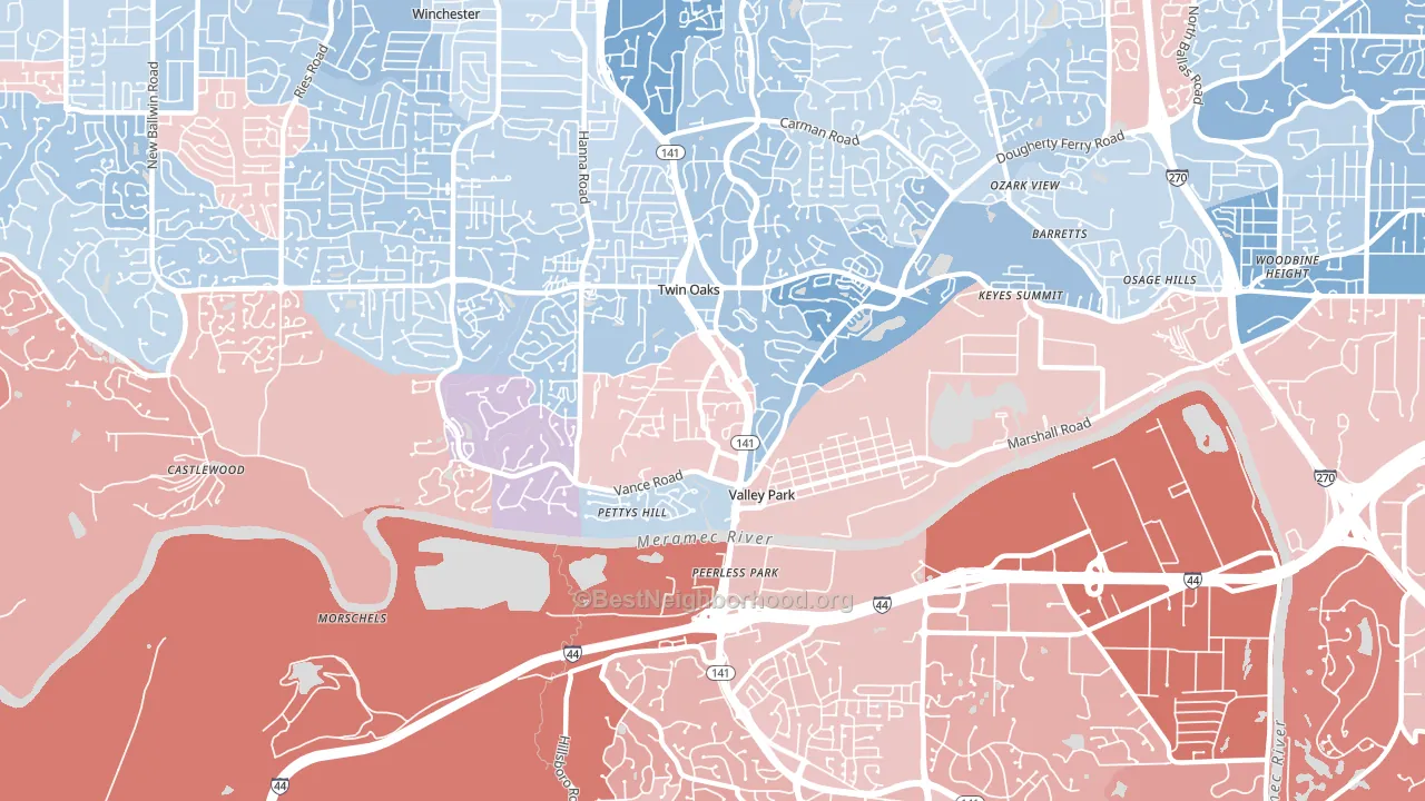 Valley Park, MO block-group political-lean map