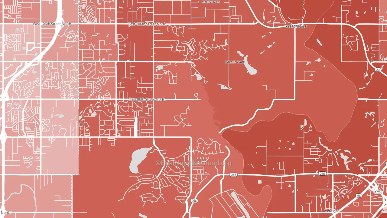 Valley Park, OK block-group political-lean map