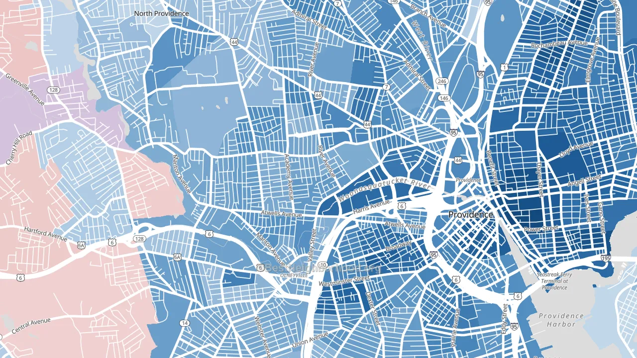 Valley, Providence, RI block-group political-lean map