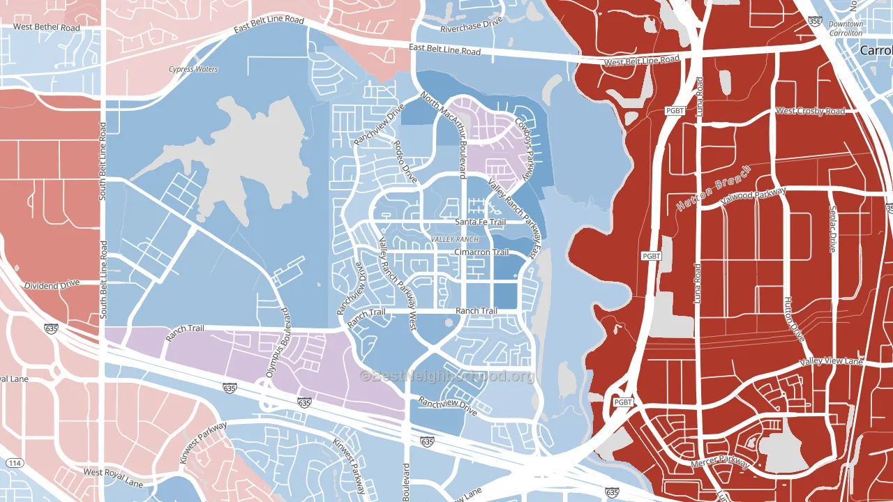 Valley Ranch, Irving, TX block-group political-lean map