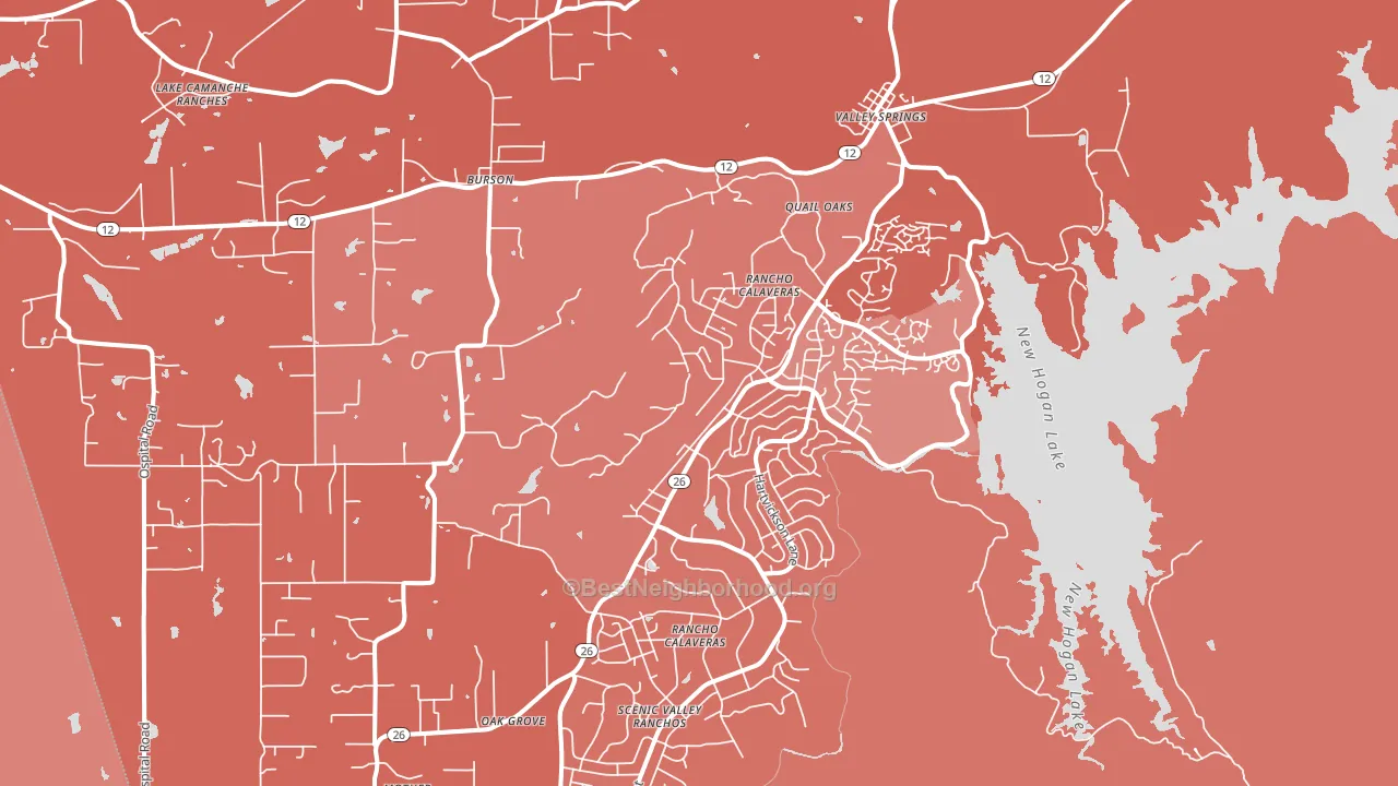 Valley Springs, CA block-group political-lean map
