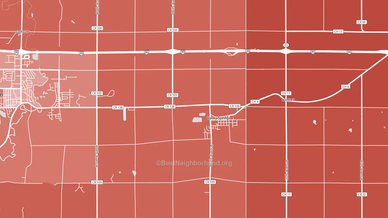Valley Springs, SD block-group political-lean map