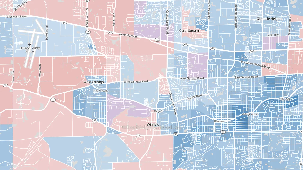 Valley View, Glen Ellyn, IL block-group political-lean map
