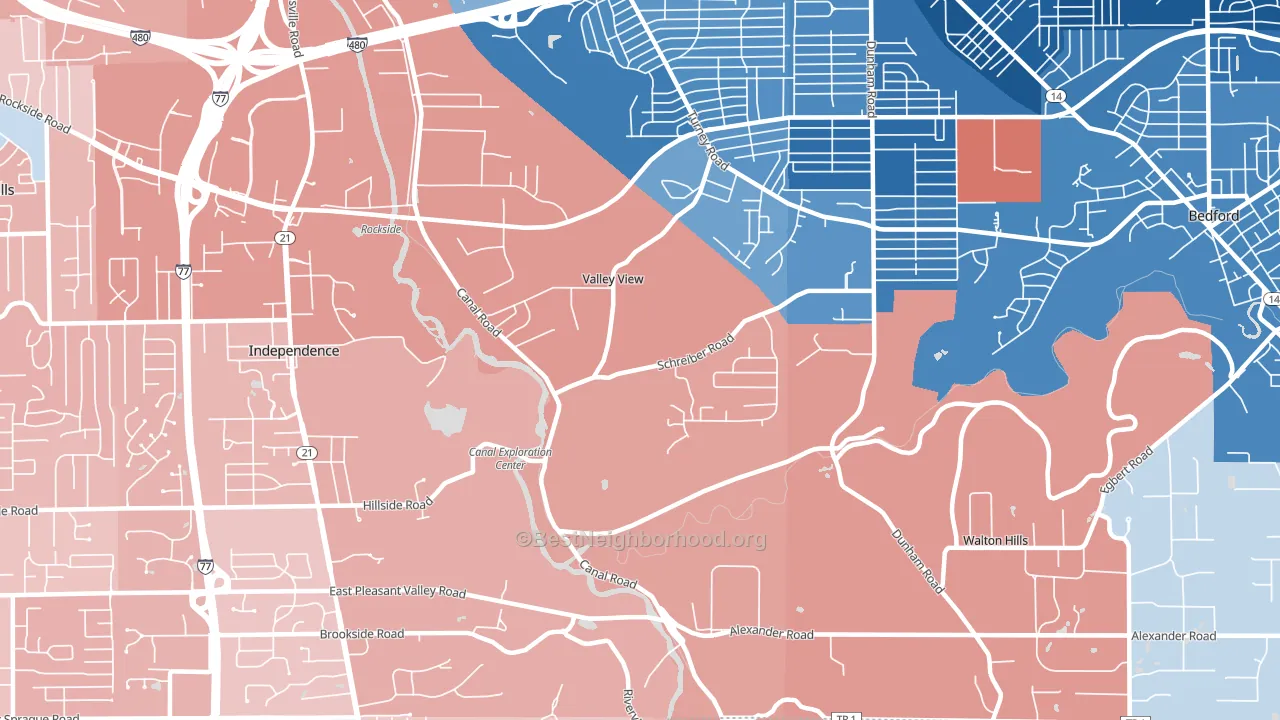 Valley View, OH block-group political-lean map