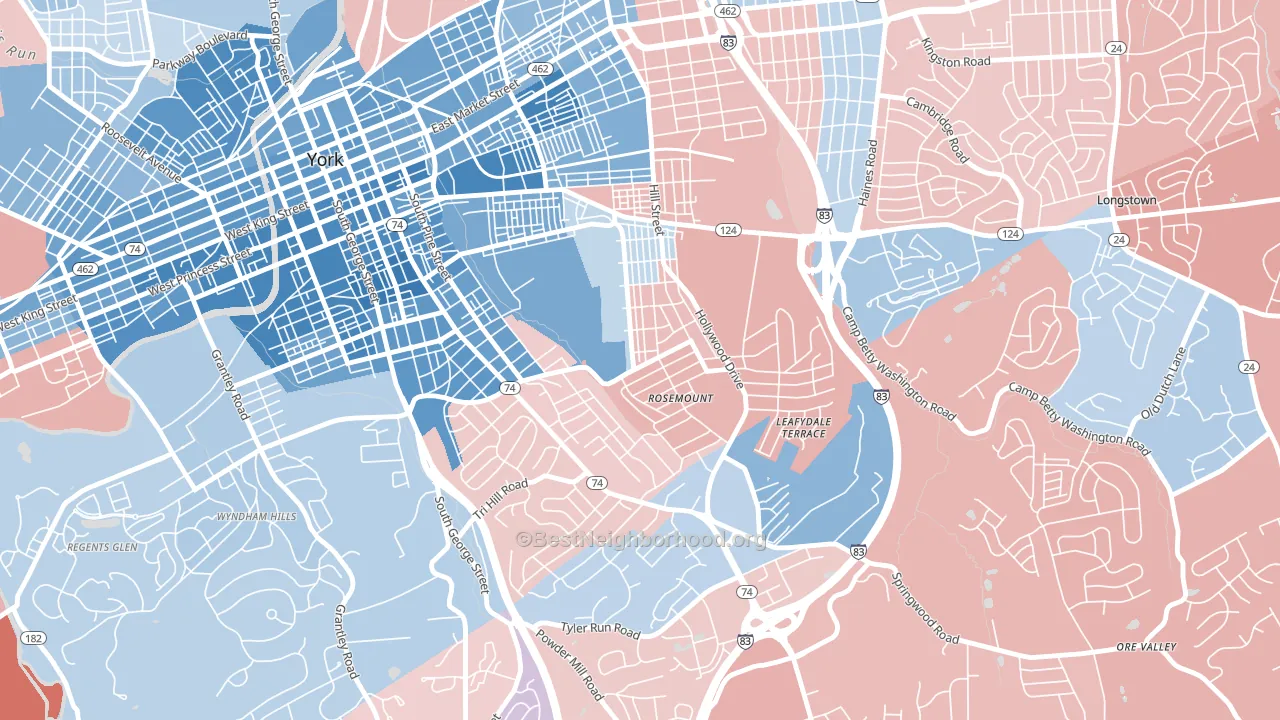 Valley View, York, PA block-group political-lean map