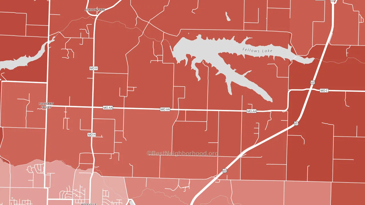 Valley Water Mills, MO block-group political-lean map