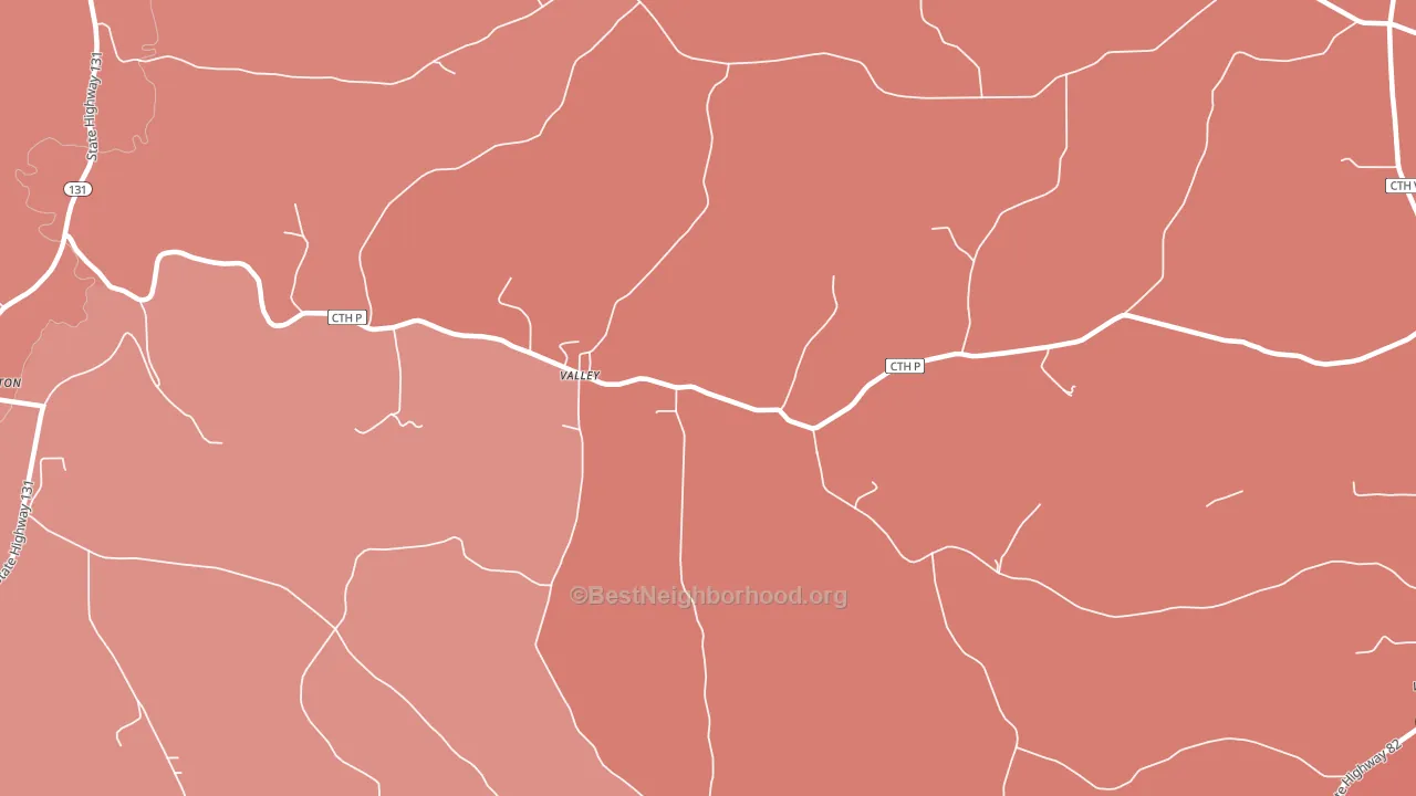 Valley, WI block-group political-lean map