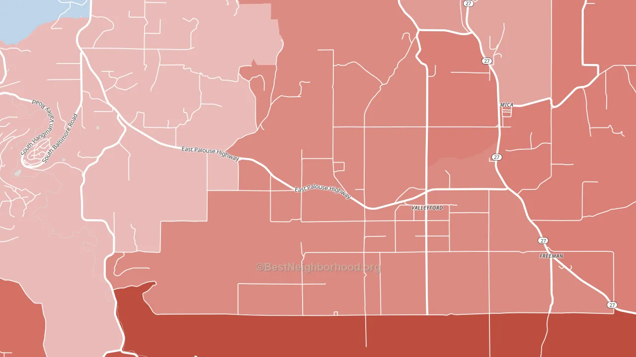 Valleyford, WA block-group political-lean map