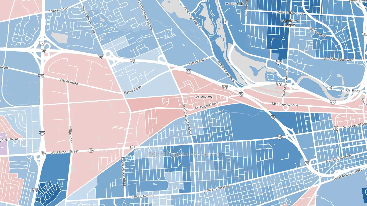 Valleyview, OH block-group political-lean map