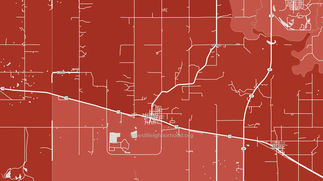 Valliant, OK block-group political-lean map