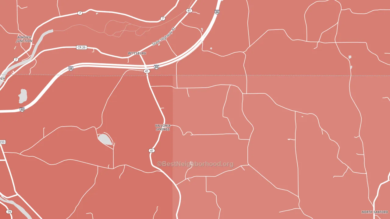Vallonia Springs, NY block-group political-lean map