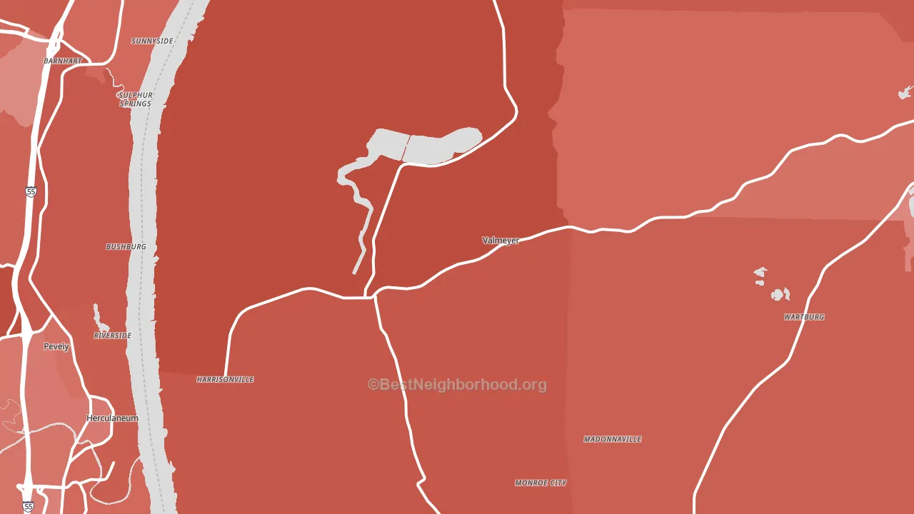 Valmeyer, IL block-group political-lean map