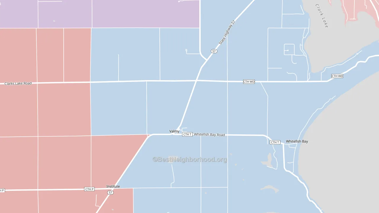 Valmy, WI block-group political-lean map