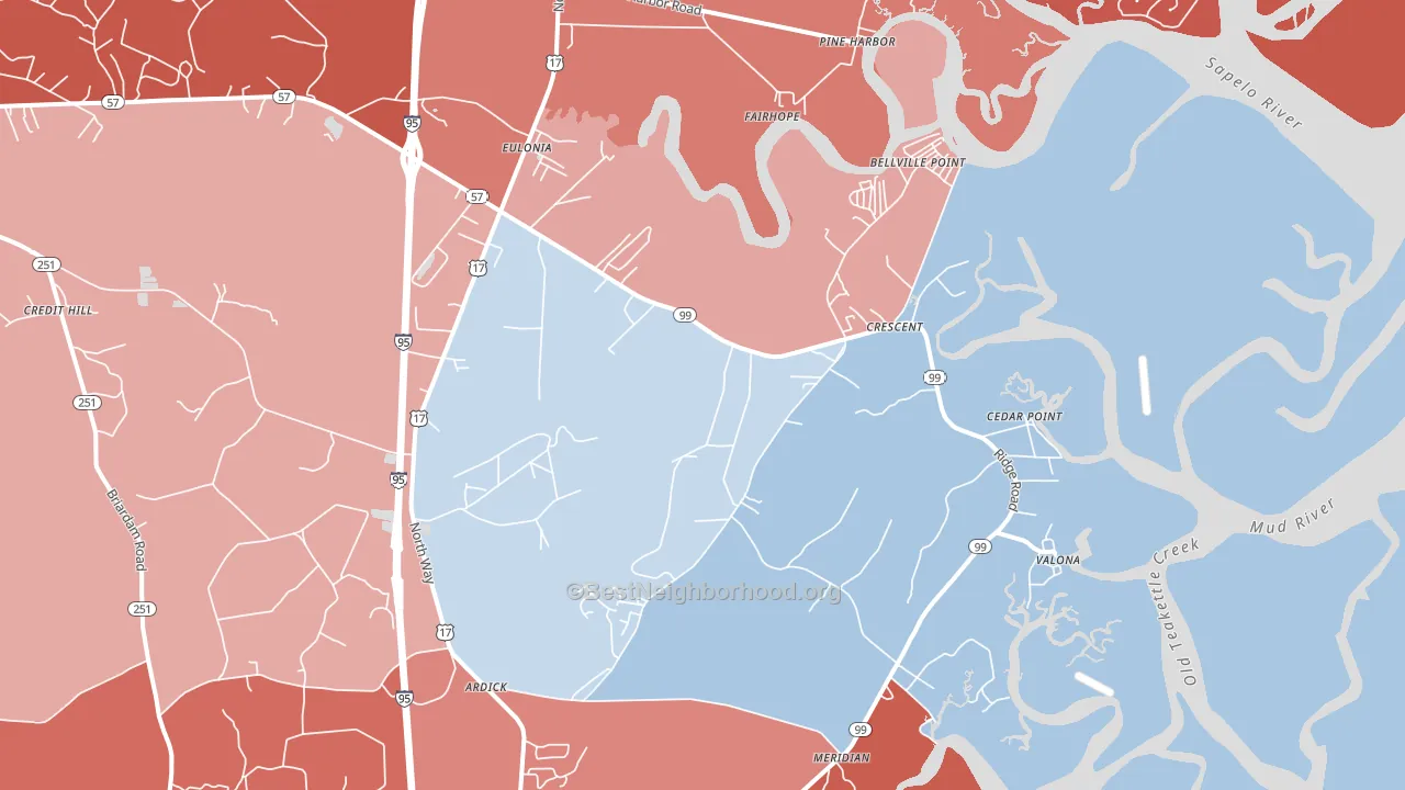 Valona, GA block-group political-lean map