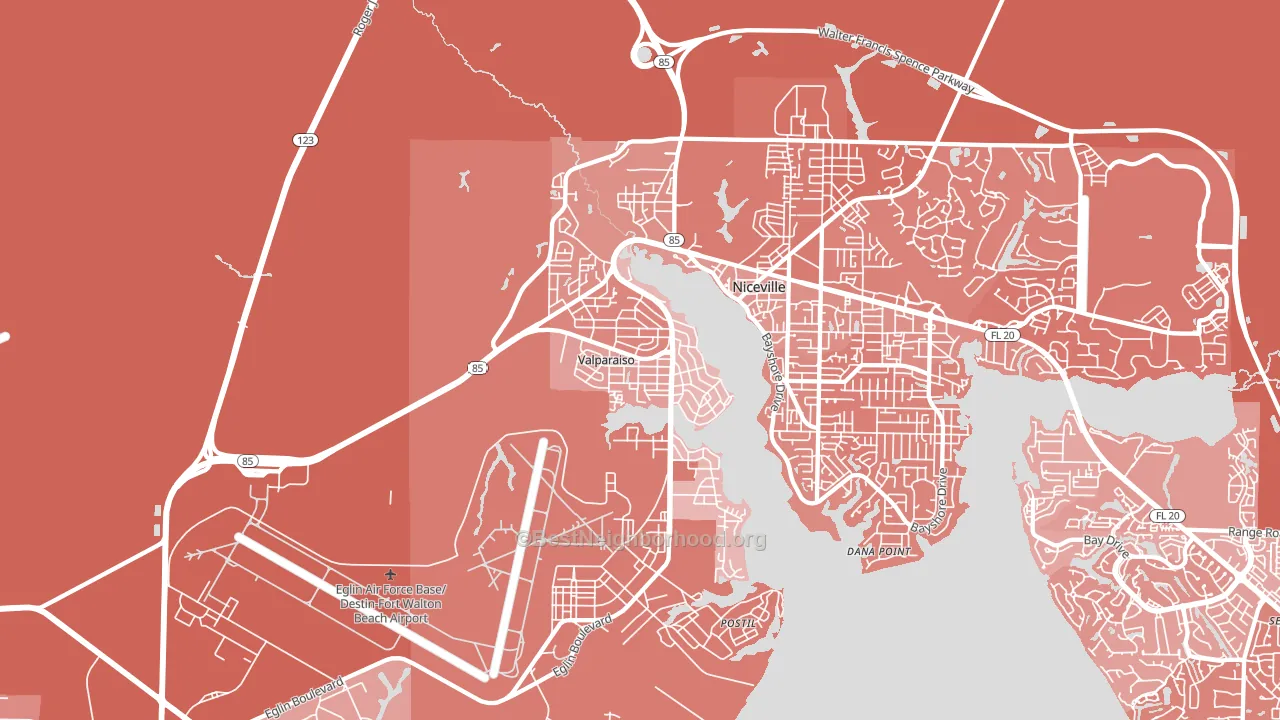 Valparaiso, FL block-group political-lean map