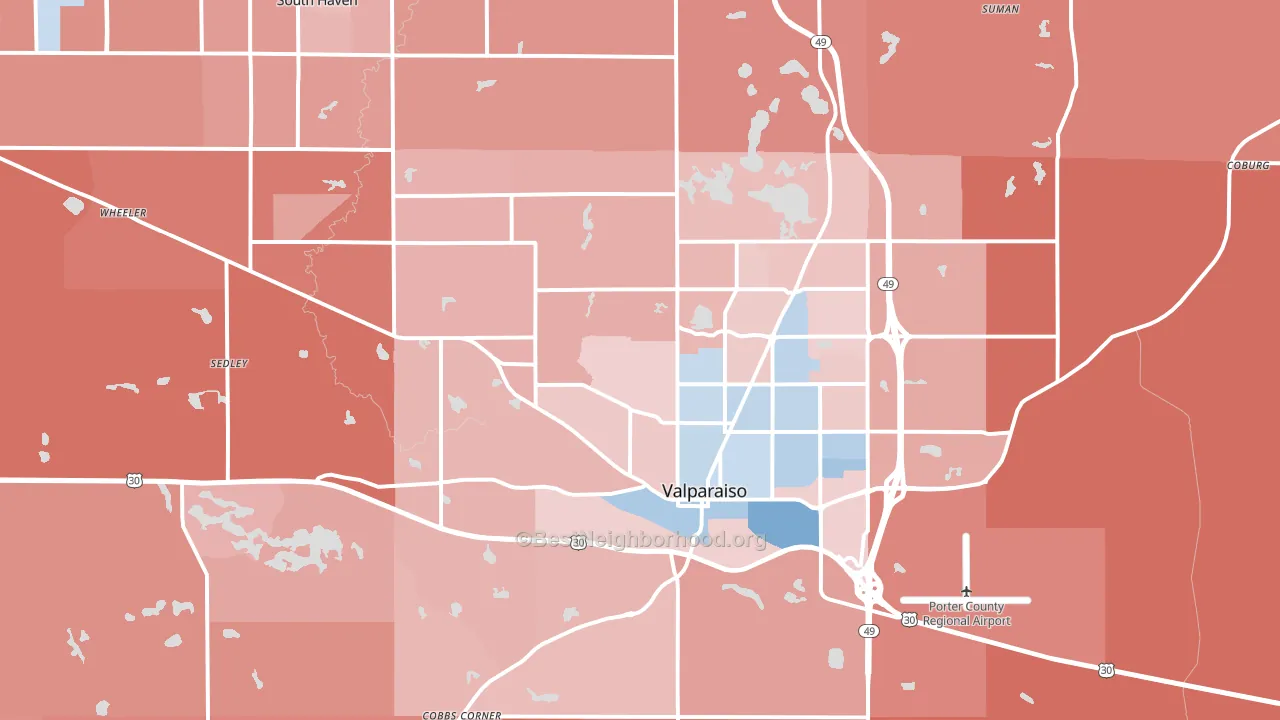 Valparaiso, IN block-group political-lean map