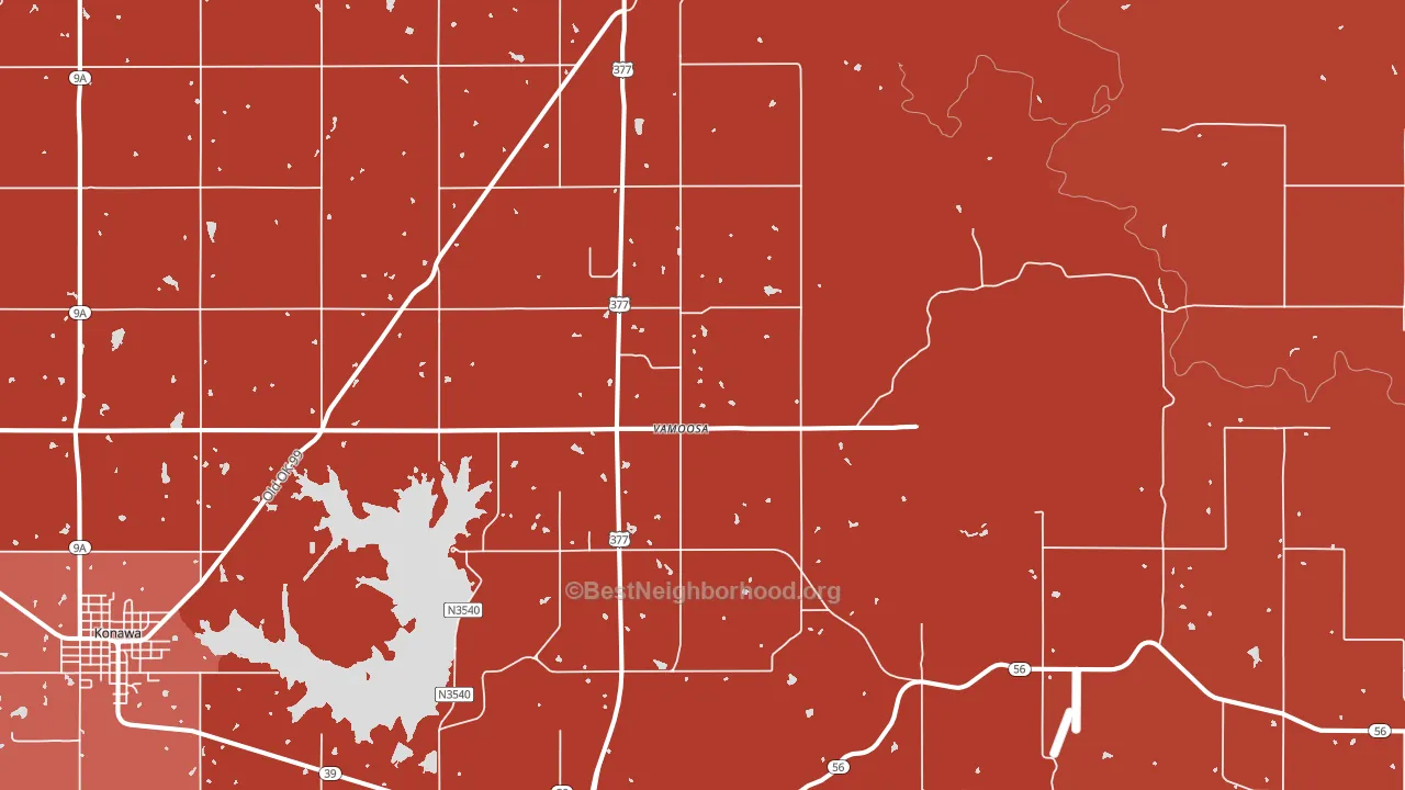 Vamoosa, OK block-group political-lean map