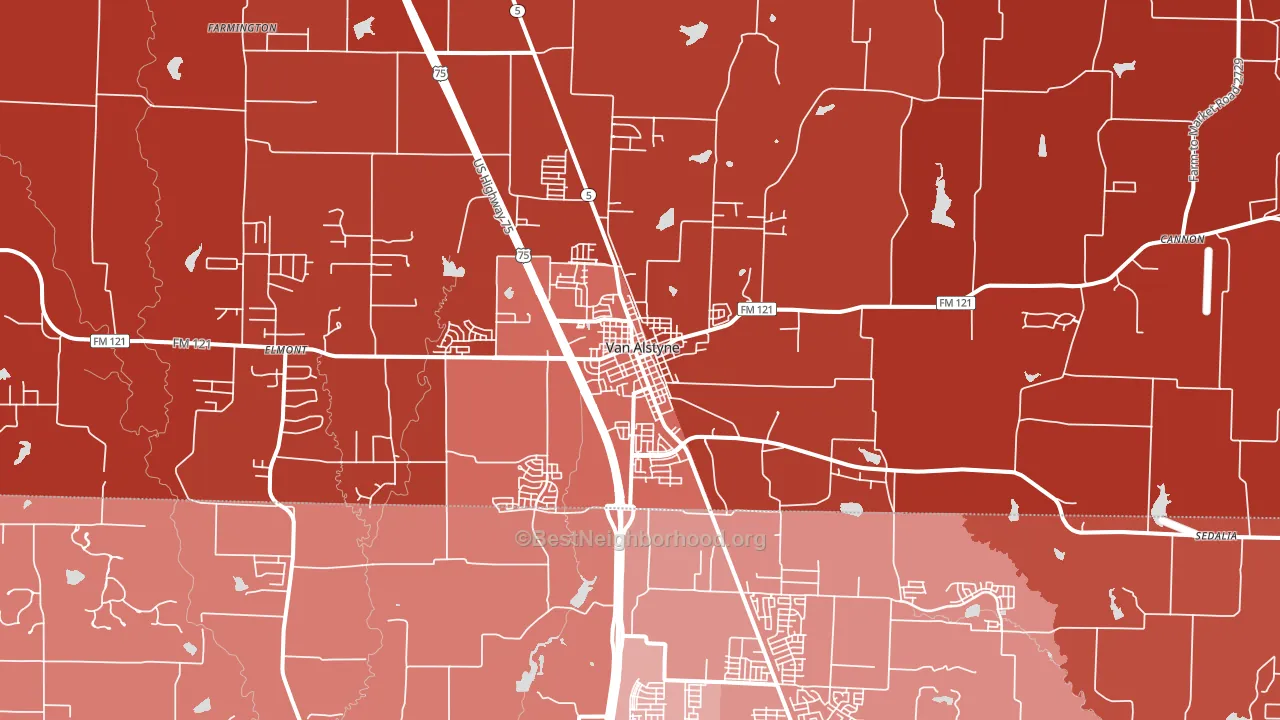 Van Alstyne, TX block-group political-lean map