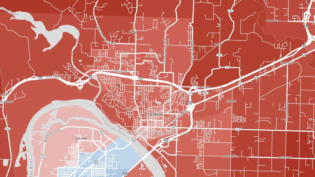 Van Buren, AR block-group political-lean map