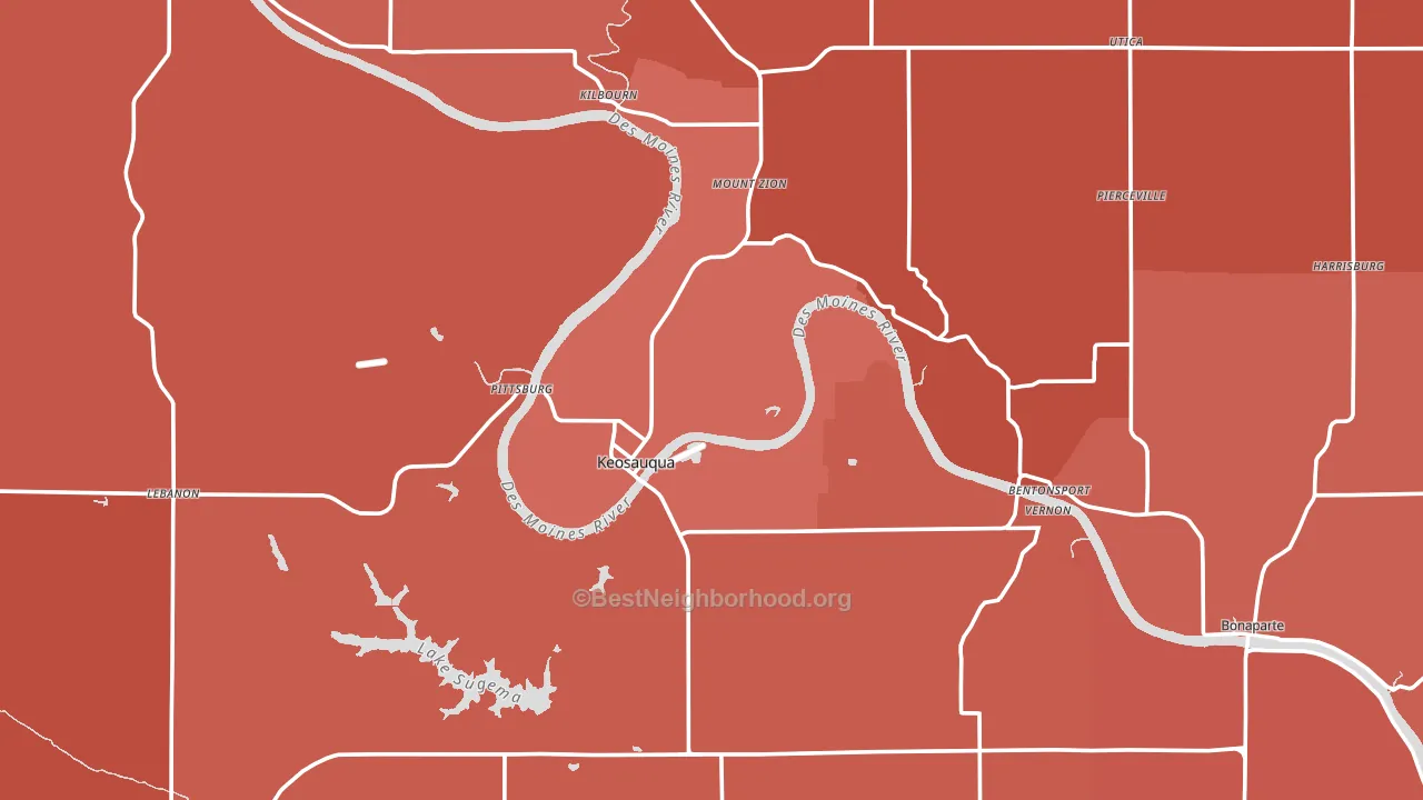 Van Buren County, IA block-group political-lean map