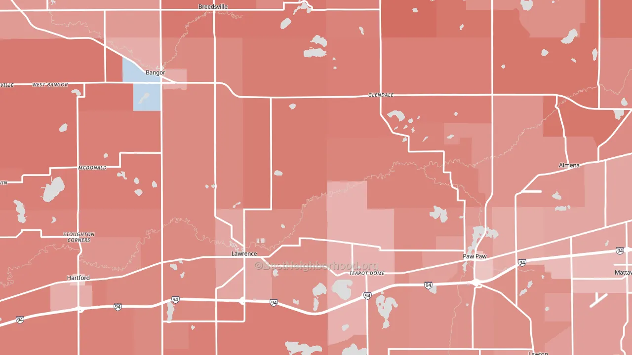 Van Buren County, MI block-group political-lean map