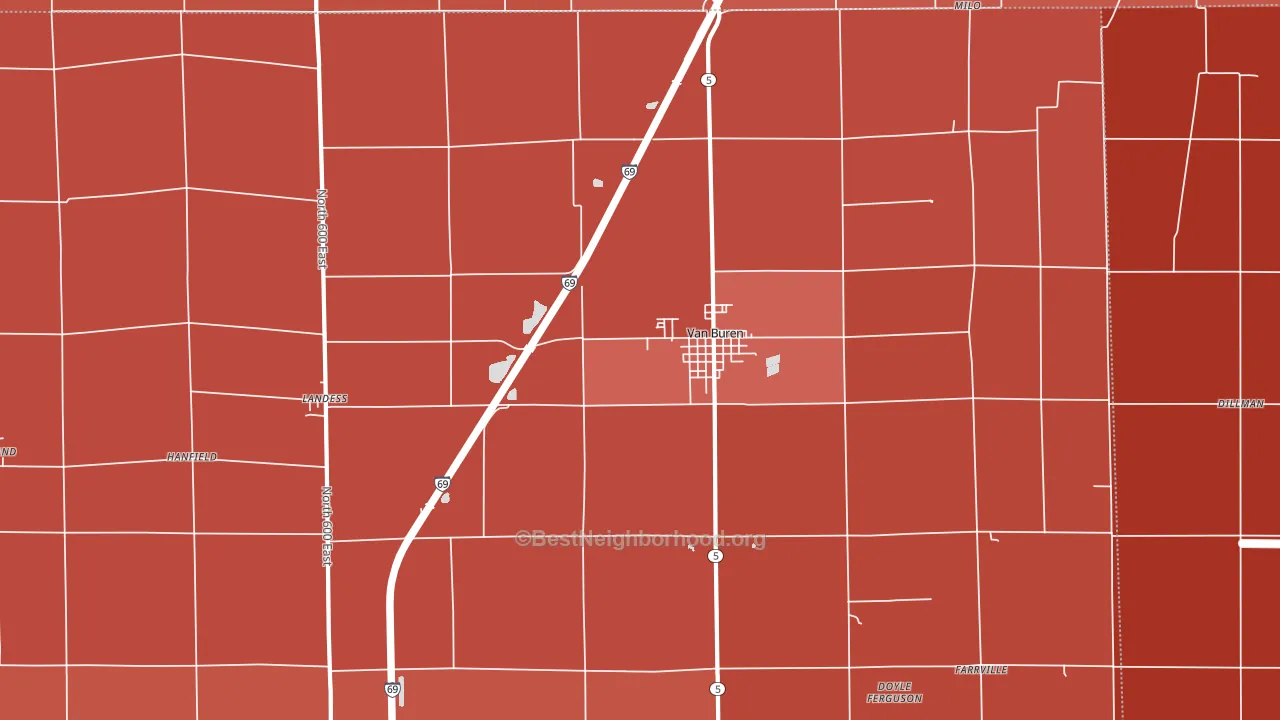 Van Buren, IN block-group political-lean map