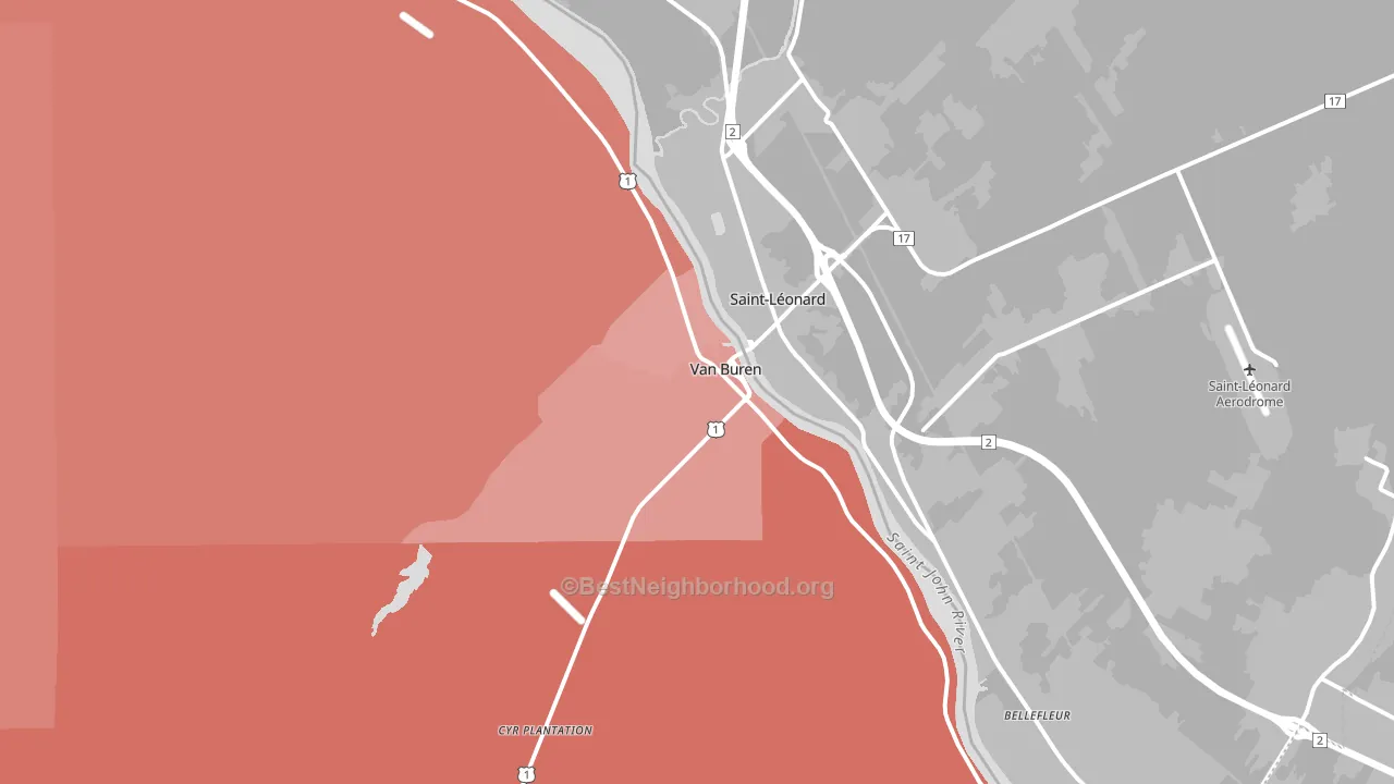 Van Buren, ME block-group political-lean map