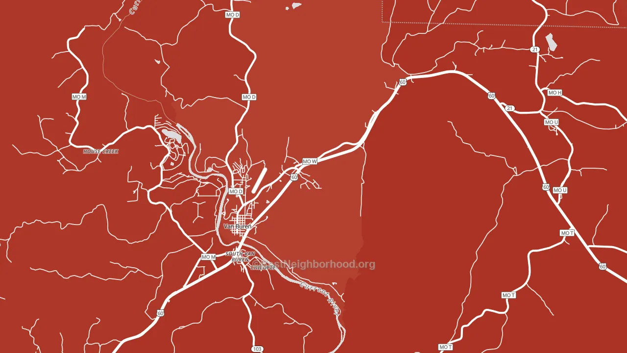 Van Buren, MO block-group political-lean map