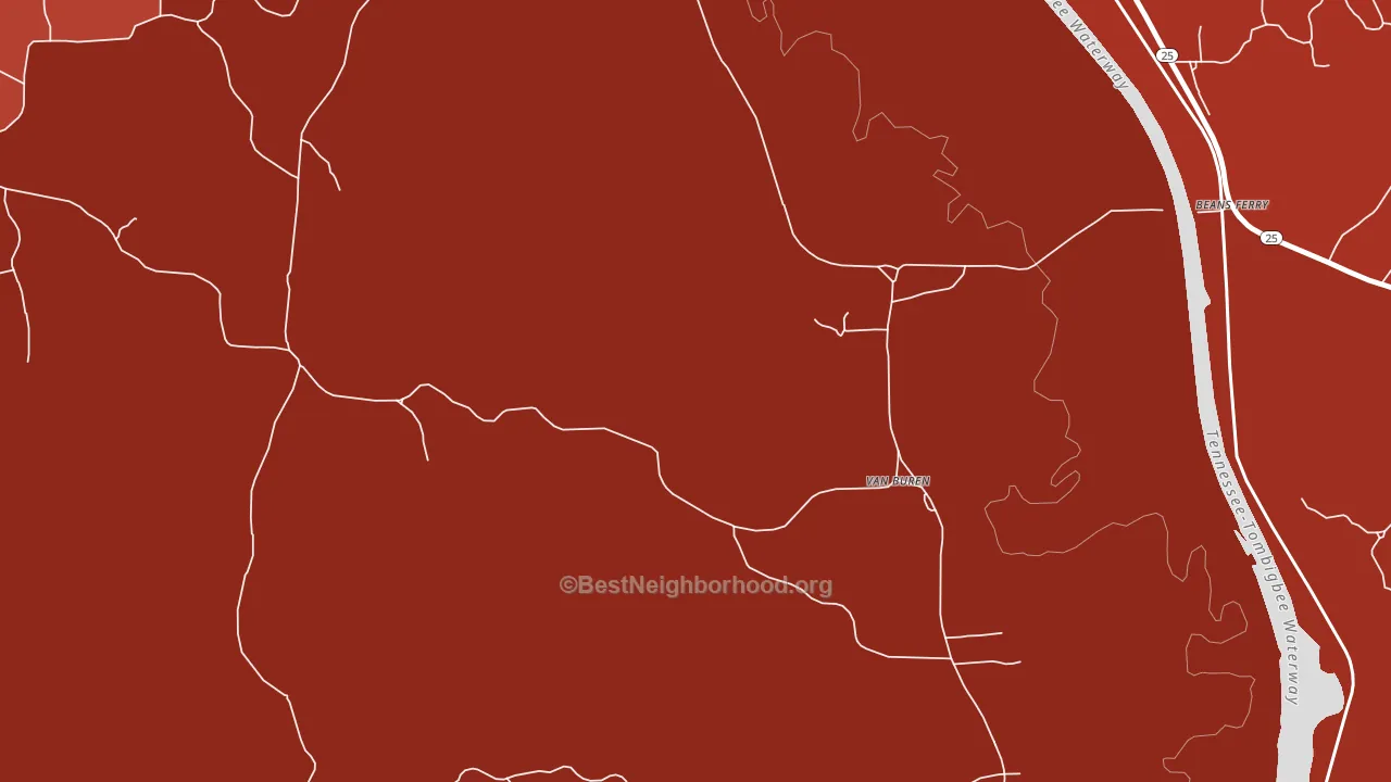 Van Buren, MS block-group political-lean map