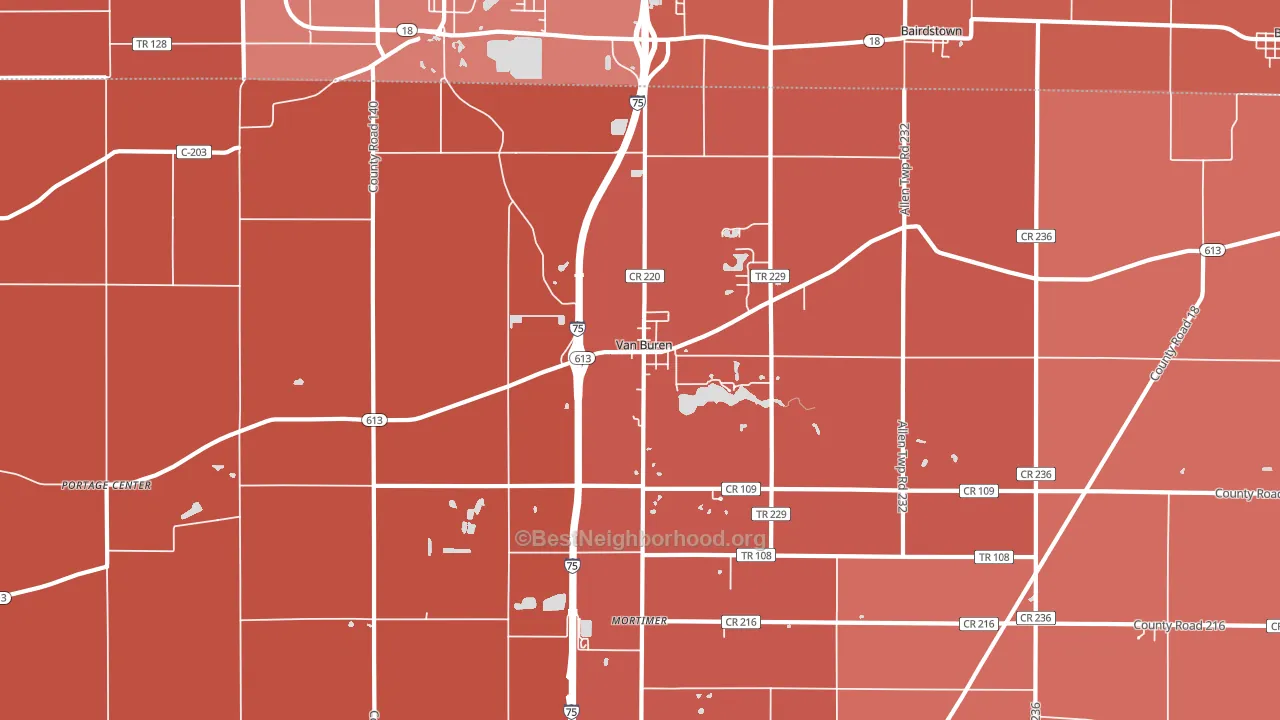 Van Buren, OH block-group political-lean map